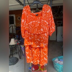 Orange and White Patterned Dress